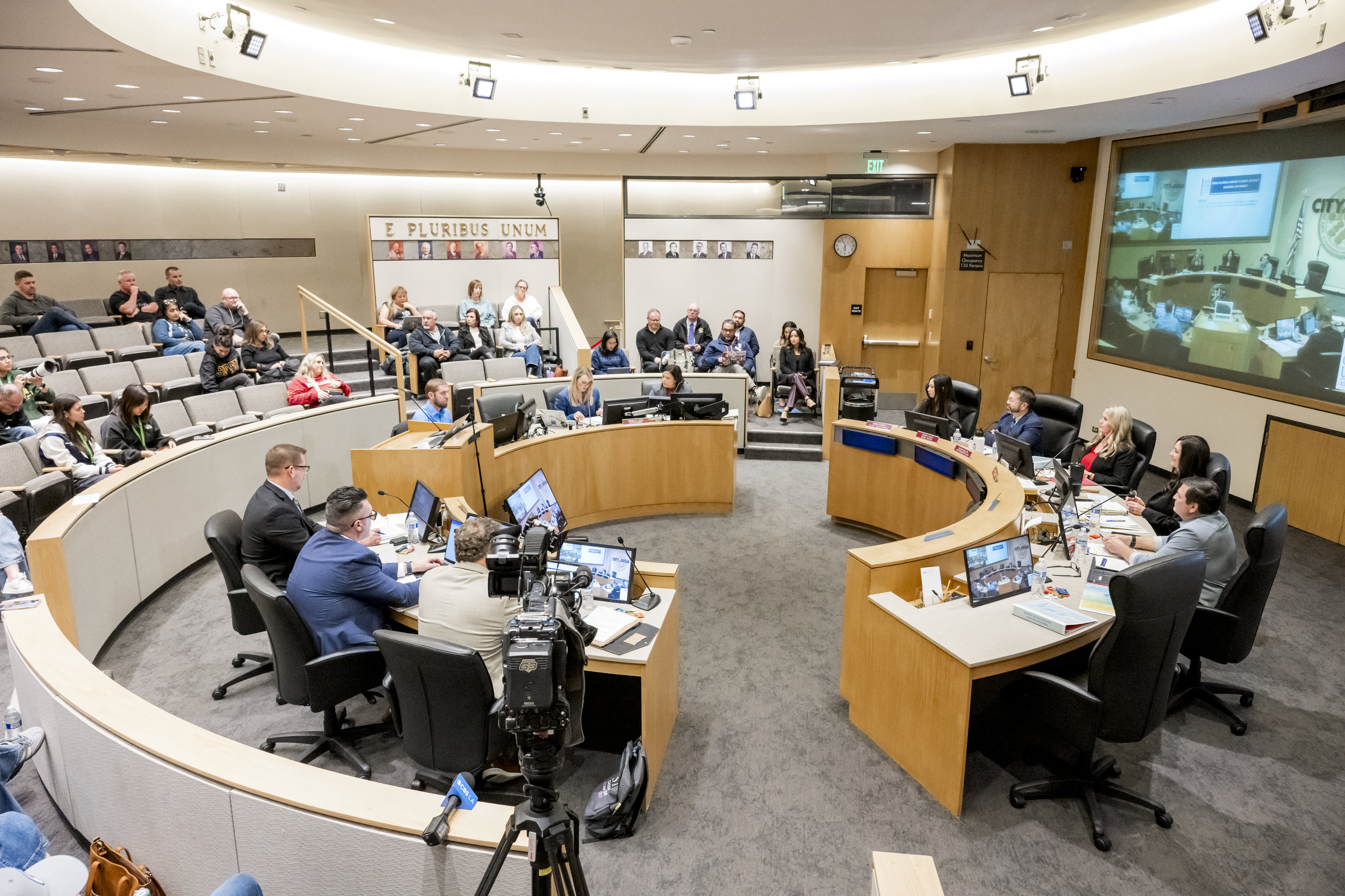 The Brea Olinda Unified School District school board meets in...