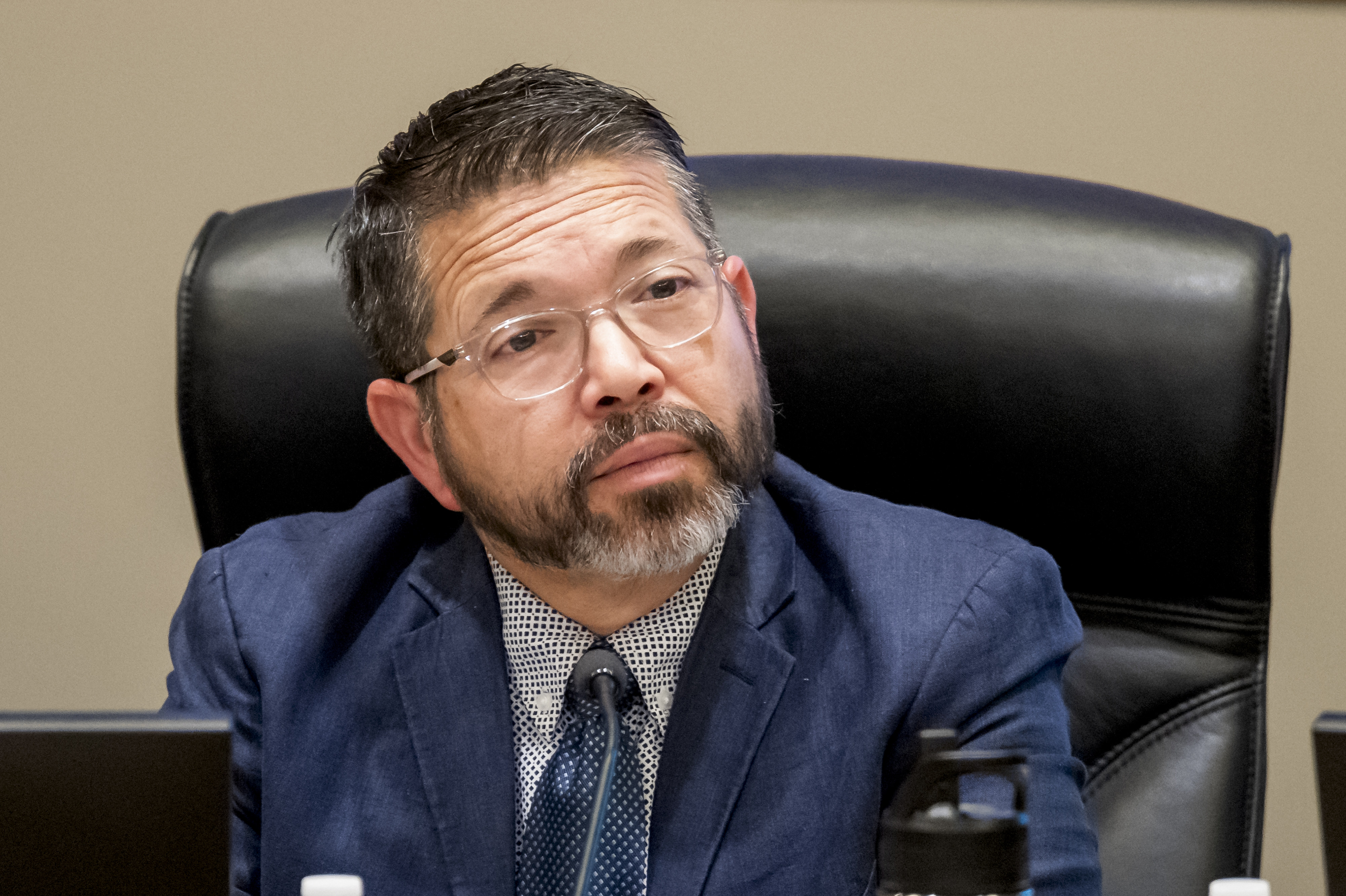 Brea Olinda Unified School District Board Trustee Joseph Covey during...