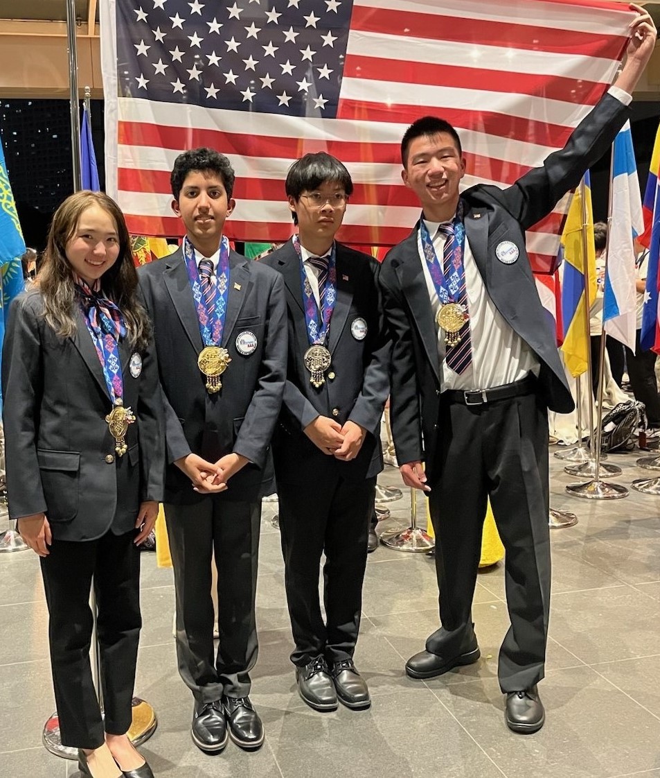 From left, Gold medalist Cloris Shi, Troy High School, Fullerton;...