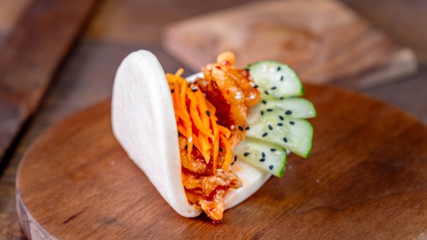Crispy Fried Chicken Bao available at Cozy Cone Motel during the 2026 Lunar New Year food festival at Disney California Adventure. (Courtesy of Disneyland)