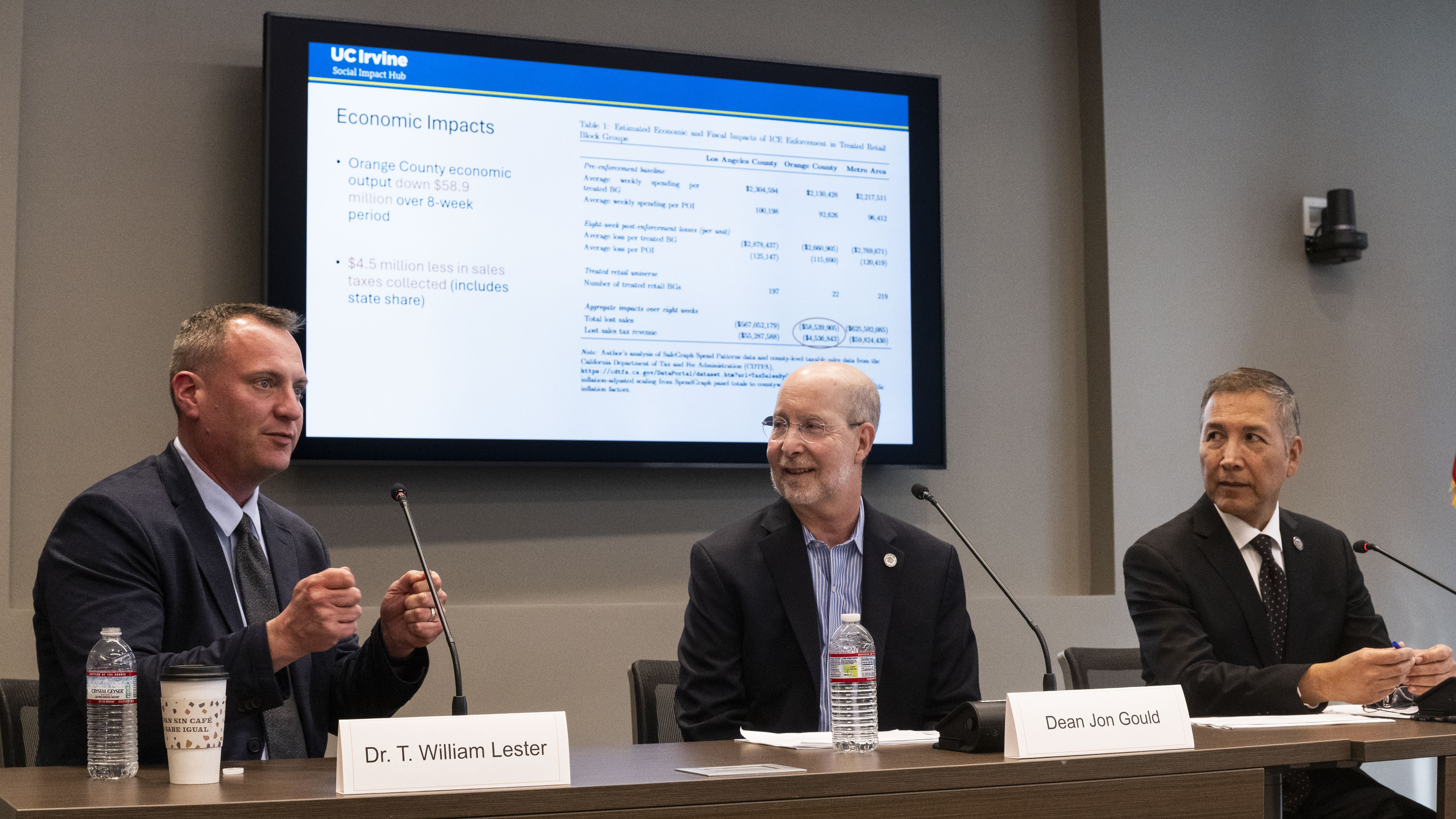 T. William Lester, left, from the UC Irvine School of...