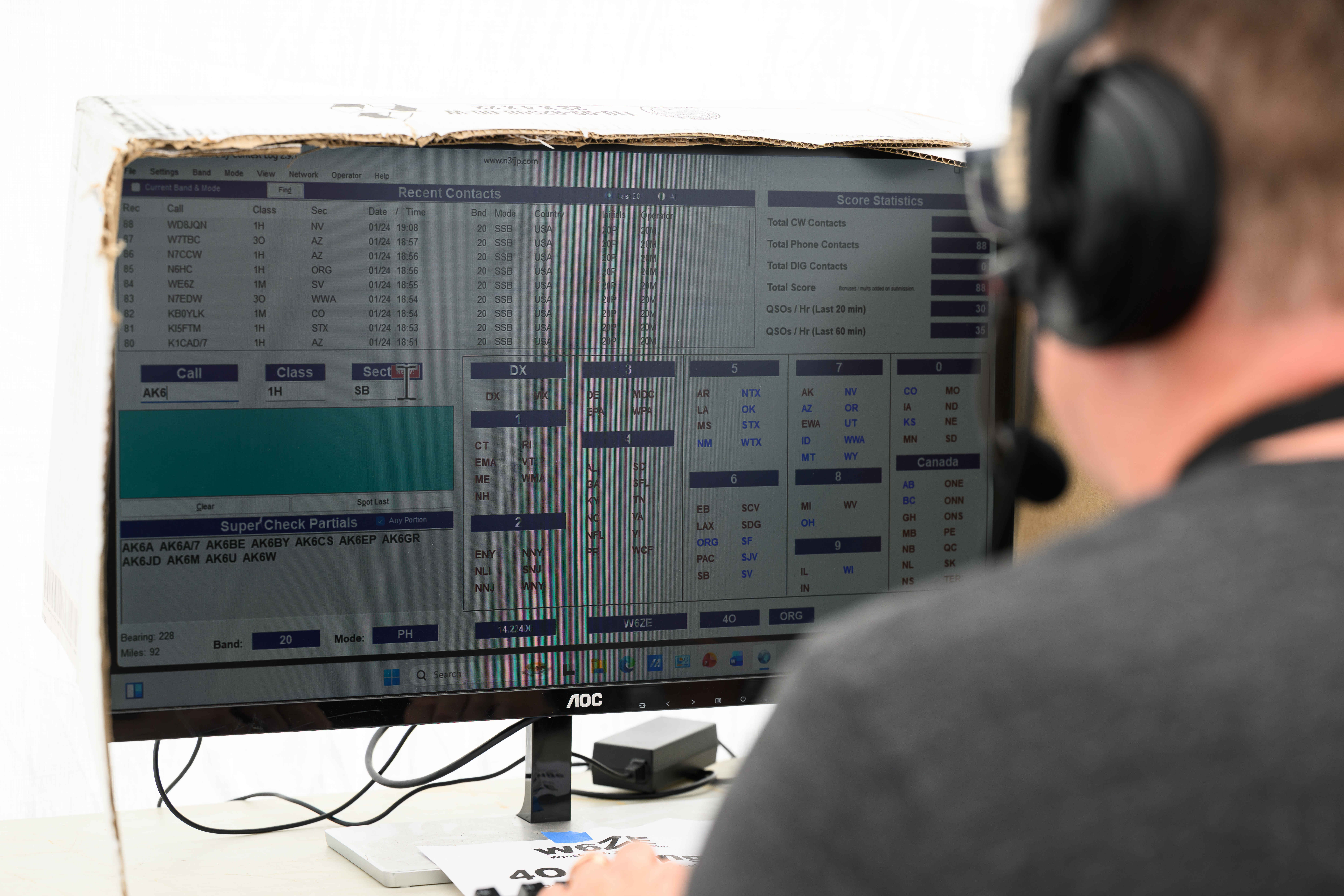 A screen displays information on a radio for the Orange...