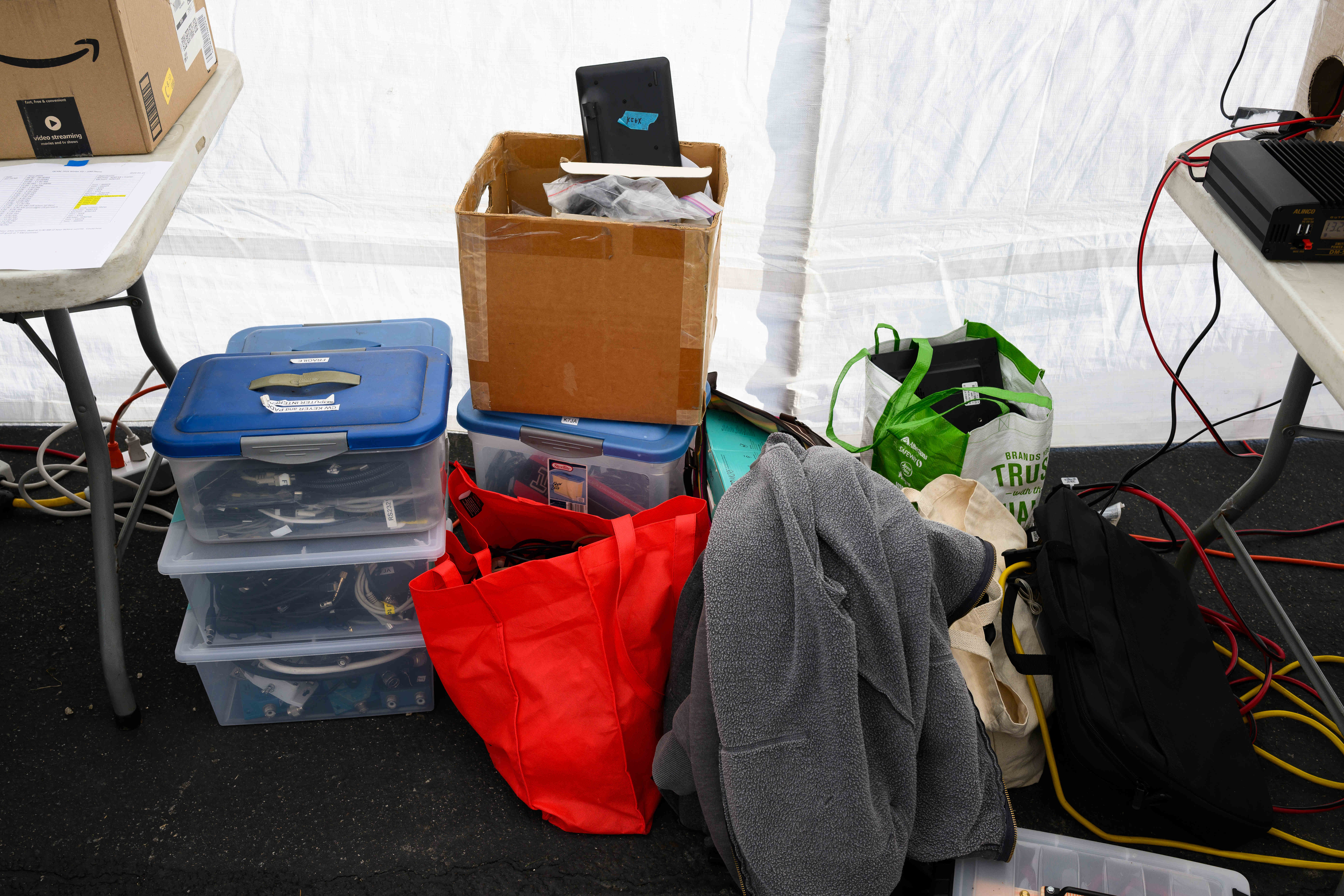 Spare radio equipment is stored for the Orange County Amateur...
