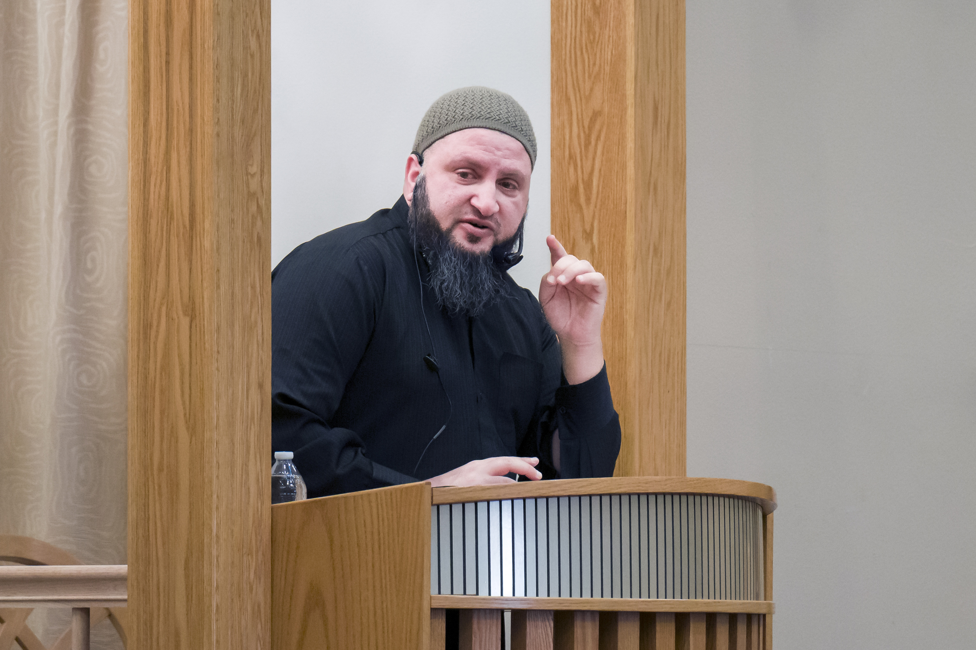 Imam Fayaz Nawabi gives a sermon at the Islamic Society...