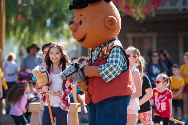 Franklin takes part in the Peanuts Cowboy Jamboree in Calico Park during Peanuts Celebration at Knott's Berry Farm. (Courtesy of Knott's)