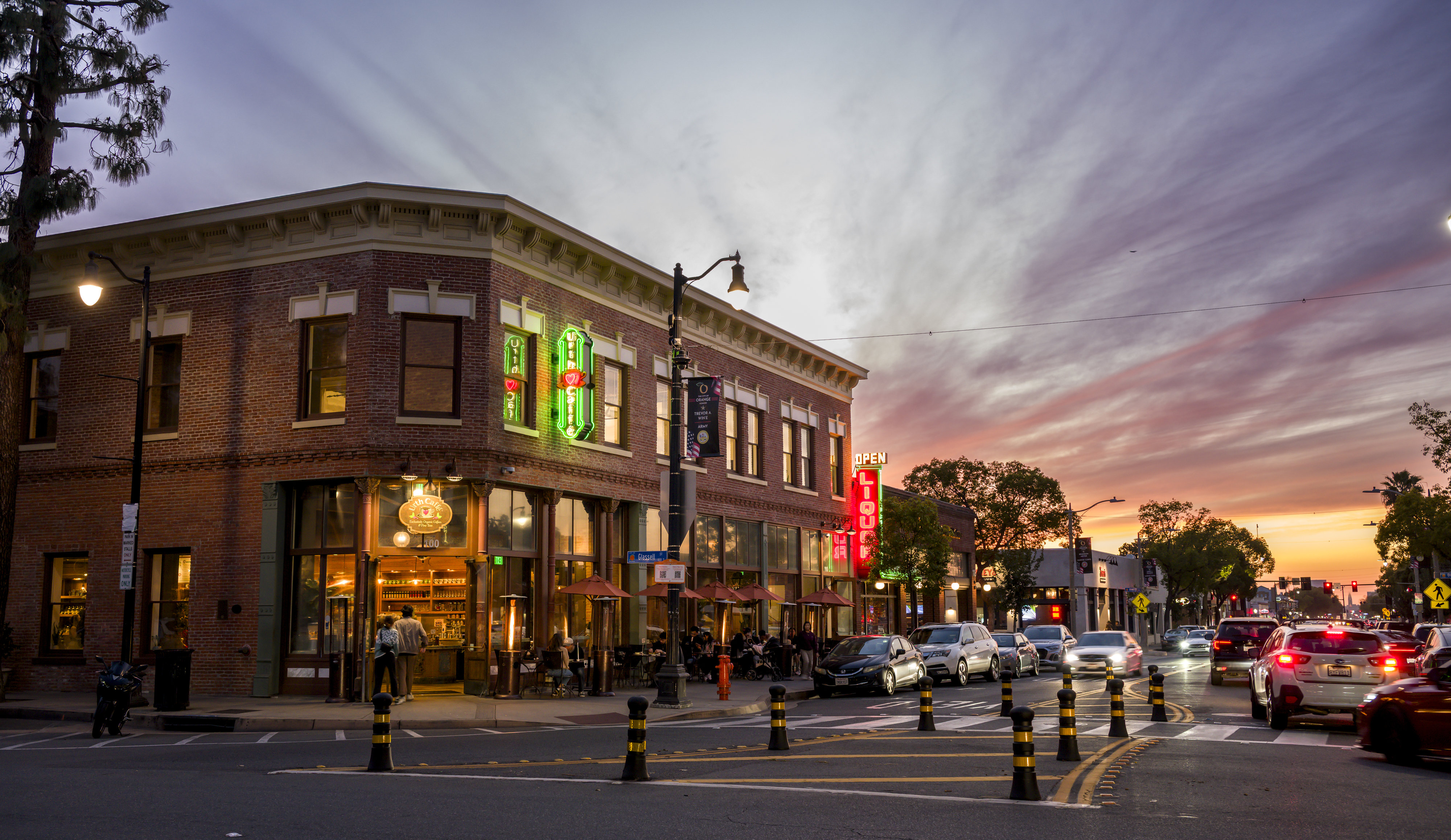 Traffic control bollards on Chapman Avenue on the Orange Circle...