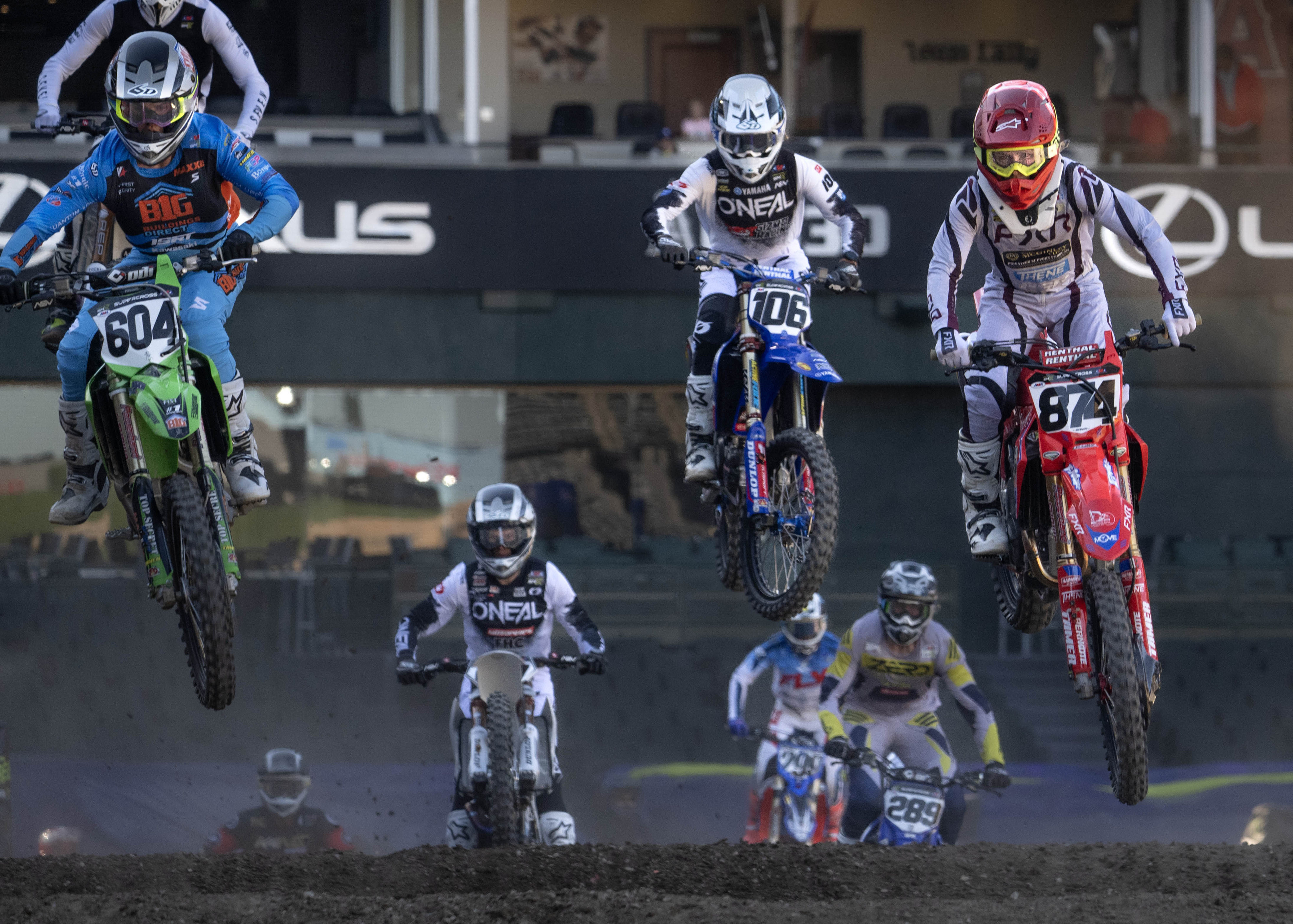 Racers take part in a qualifying run during the Monster...