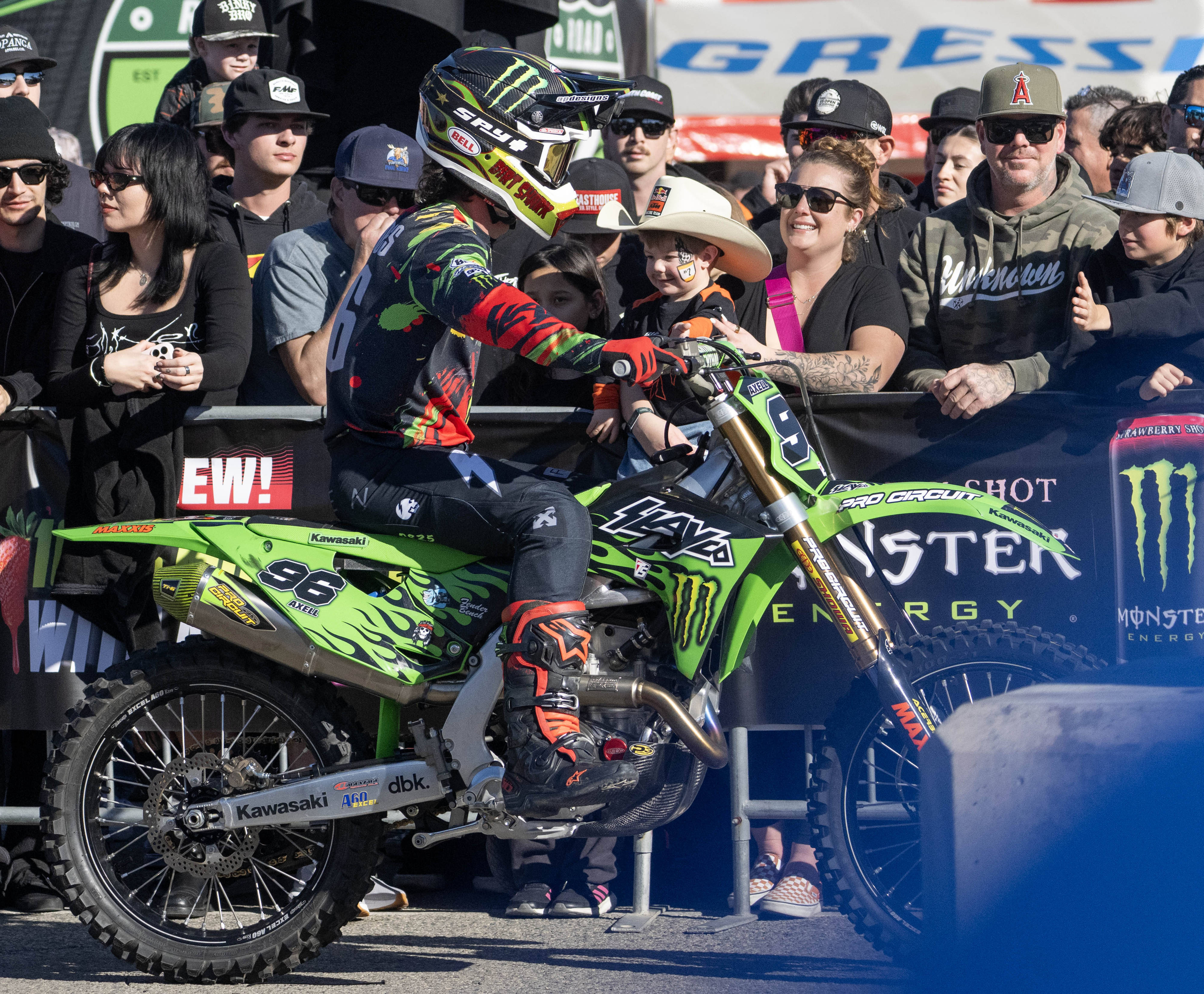 Hunter Lawrence greets fans during the Monster Energy AMA Supercross...