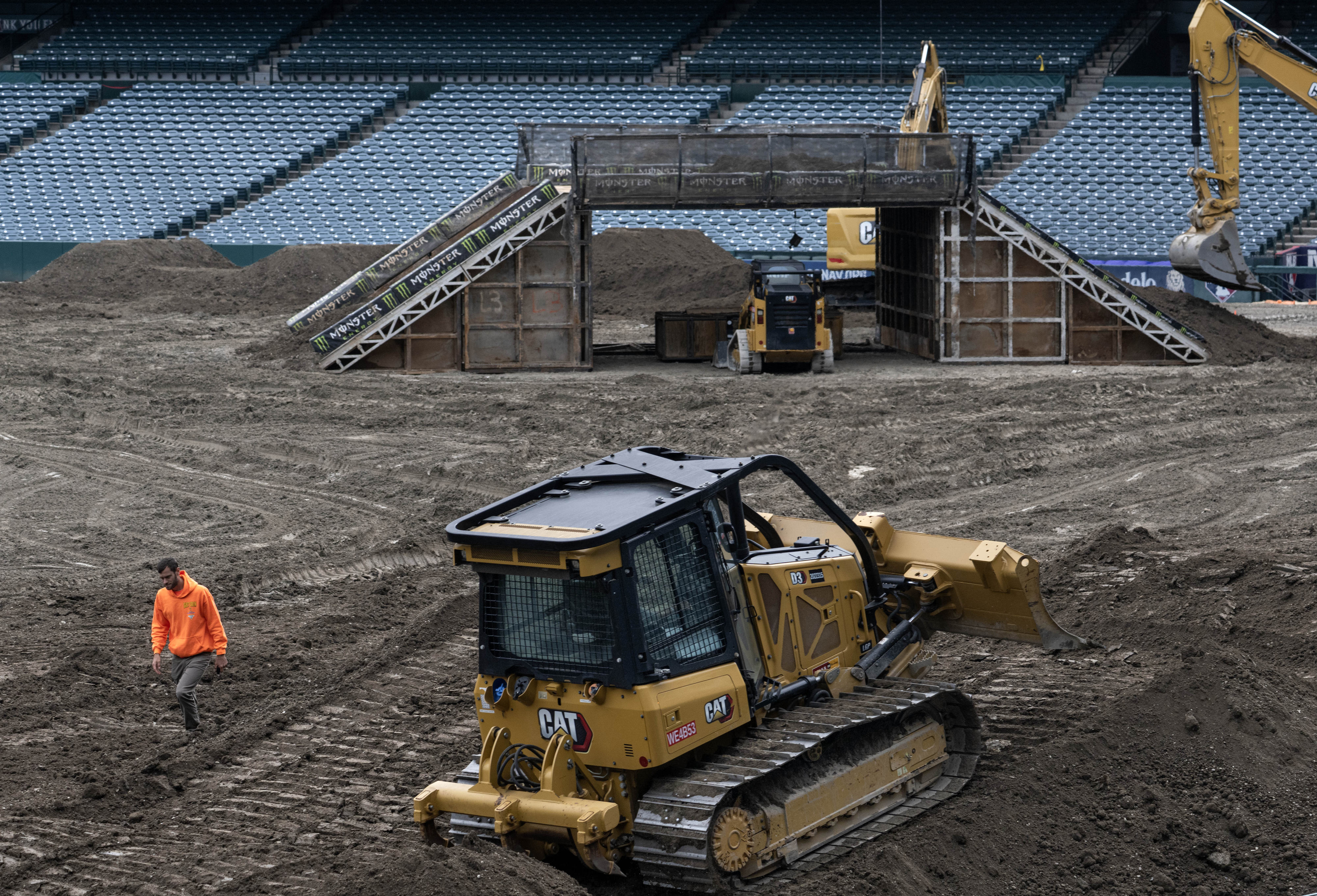 AngelÂ Stadium of Anaheim gets a dirt makeover on Tuesday, January...