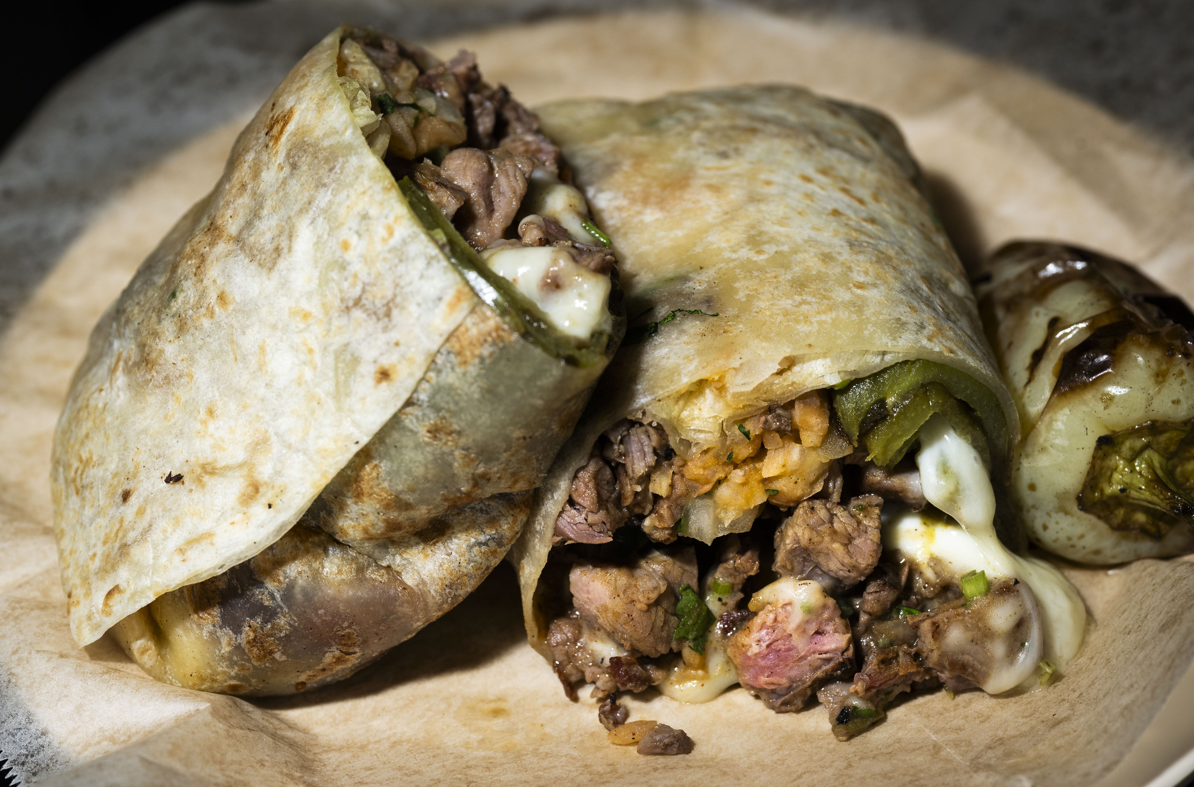 The Anaheim Burrito is a menu item at Tacos Los...