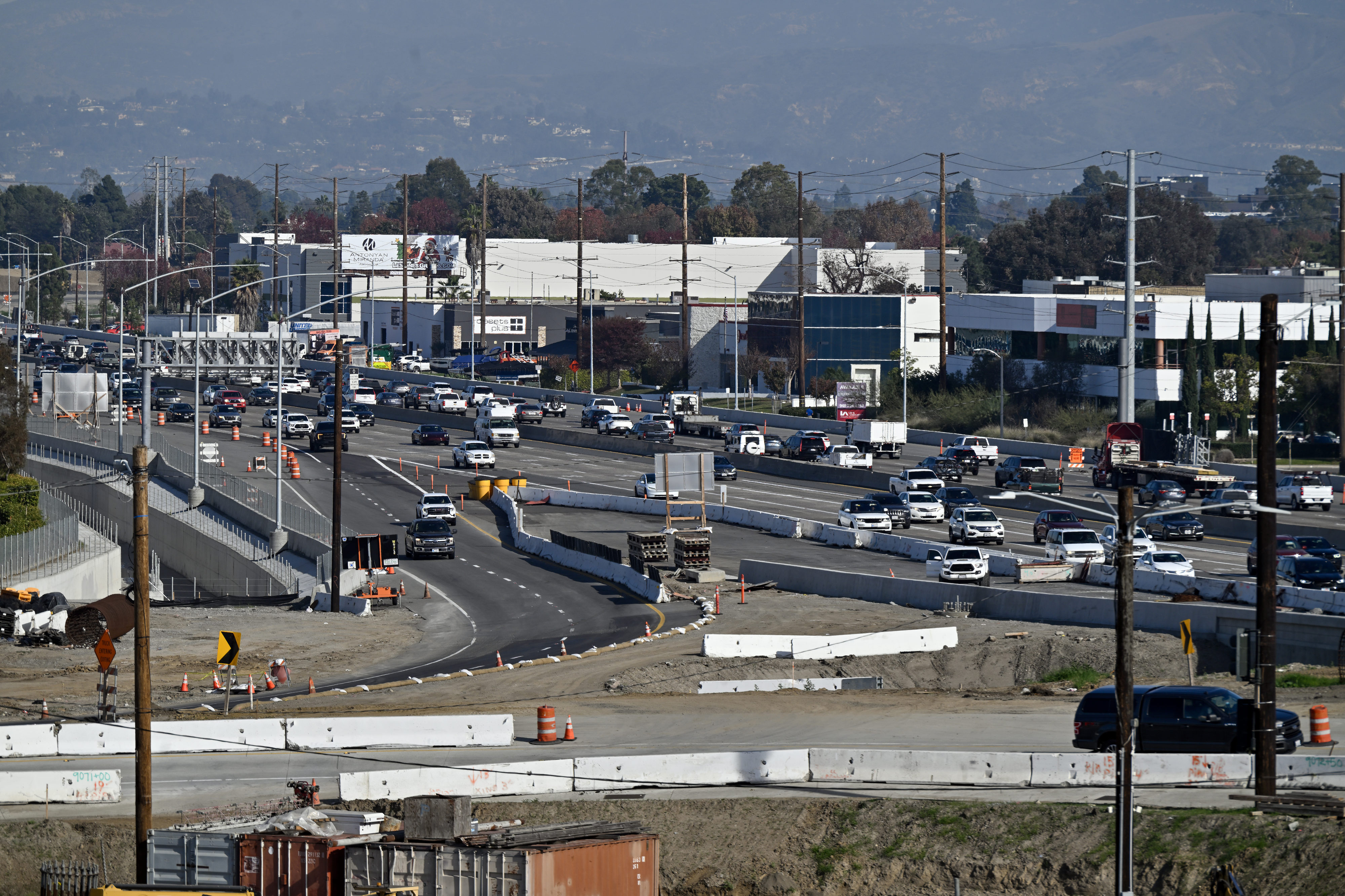 Construction on The 55 Freeway at MacArthur Boulevard in Santa...