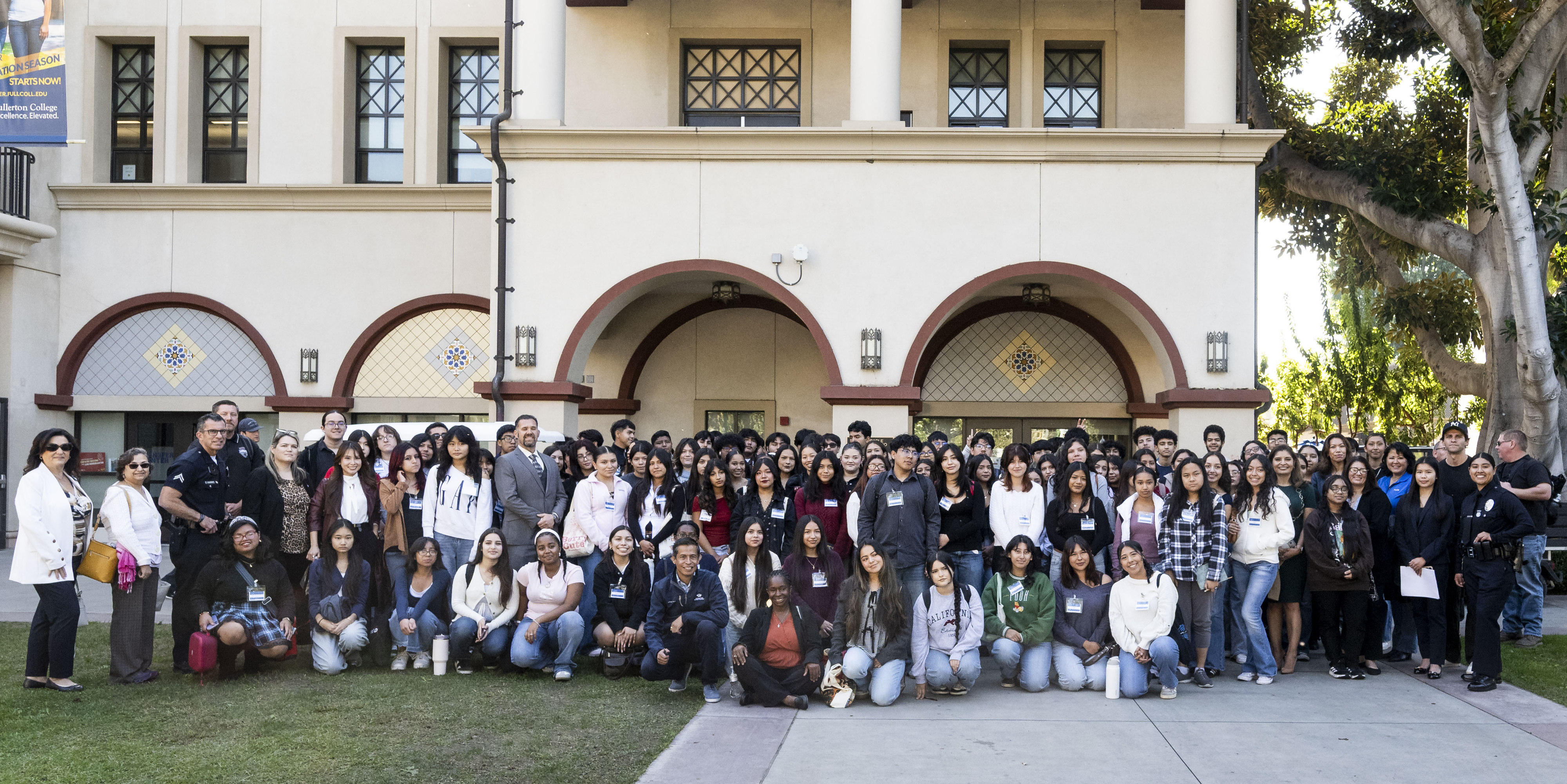 Students and staff take a group photo during Career Connections...