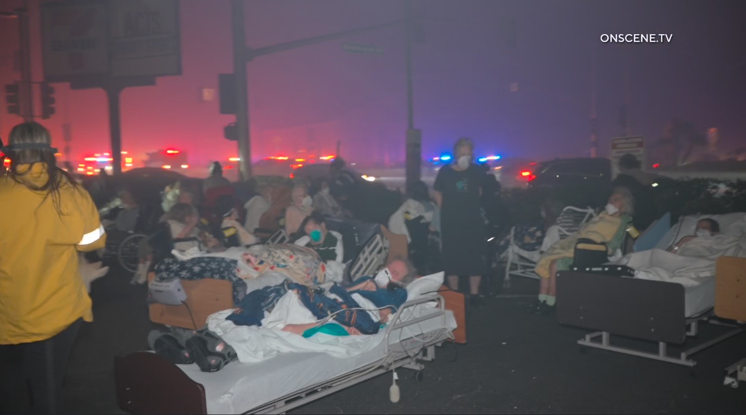 People were evacuated from a large nursing home in Altadena...