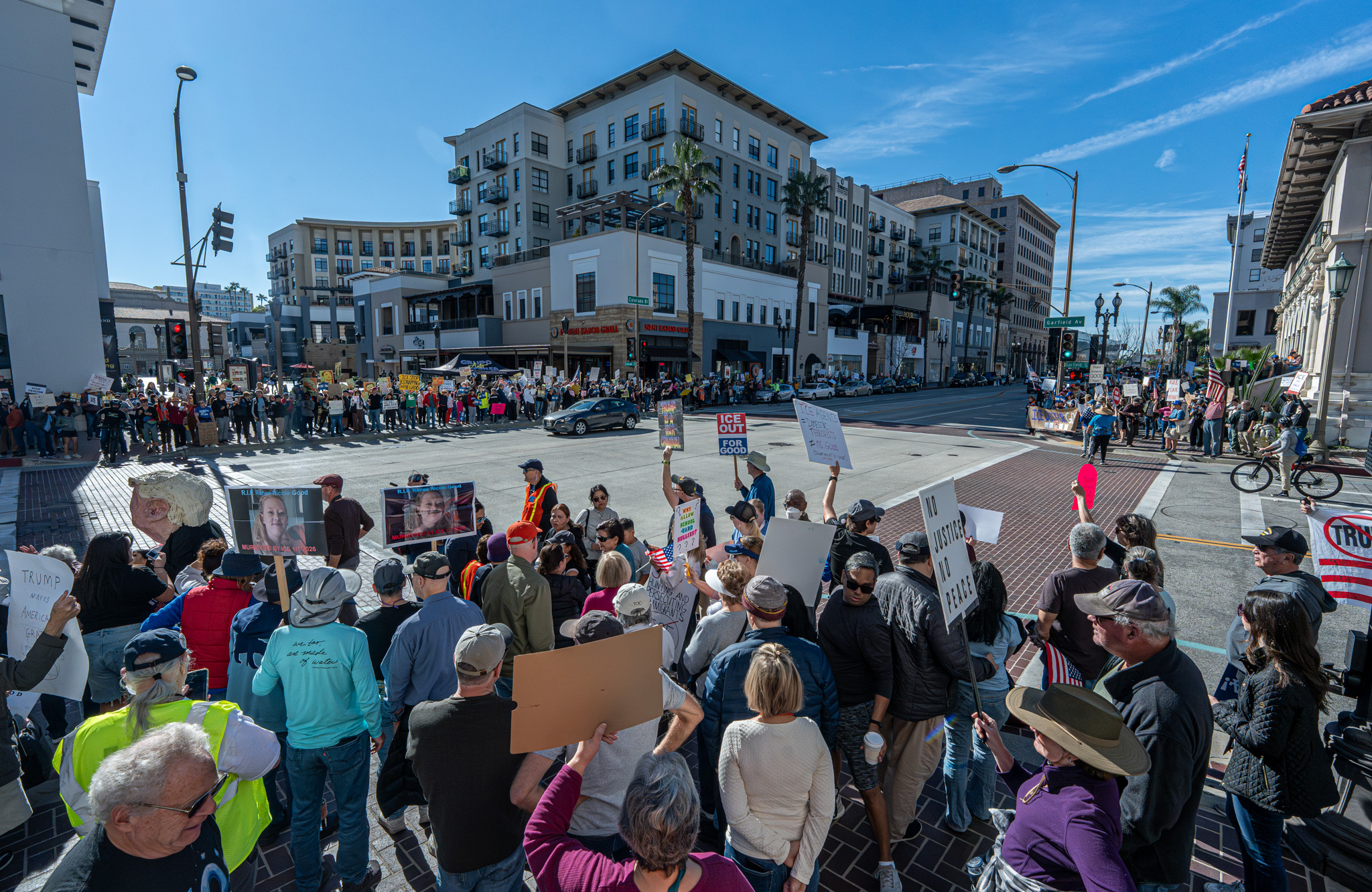 The crowd in attendance during ICE protest at One Colorado...