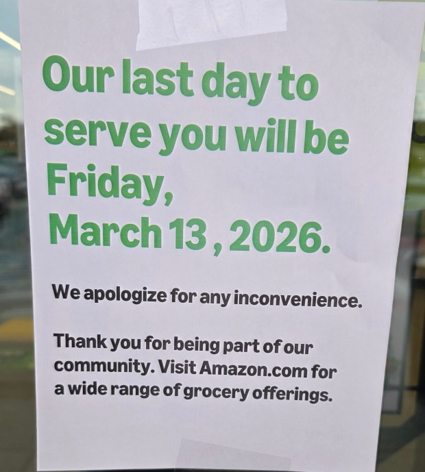 Amazon is notifying customers that its Poway Amazon Fresh store is closing soon. (Julie Gallant)