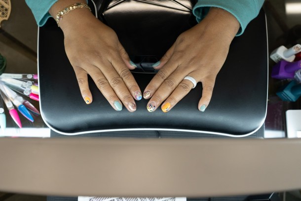 One of Roberta Stensrud’s designs is cured under a lamp. Roberta Alvarado, OBSERVER