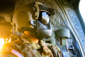 A photo of a Cal Guard helicopter crew chief
