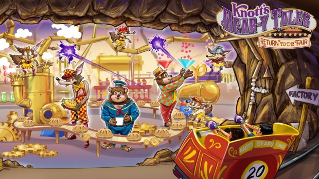 Concept art of the Knott's Bear-y Tales: Return to the Fair 4-D interactive dark ride at Knott's Berry Farm. (Courtesy of Knott's)