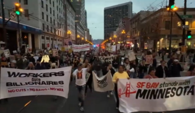 Protests mark Trump’s first anniversary back in office – NBC Bay Area