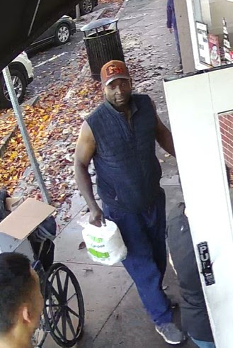 San Jose police are seeking this man in connection with a Dec. 17, 2025 assault and vandalism at Peters Bakery on Alum Rock Avenue. According to police and bakery staff, the man initially tried to sell cleaning wipes at the shop then started damaging items inside before attacking a woman following him out. (San Jose Police Dept.)