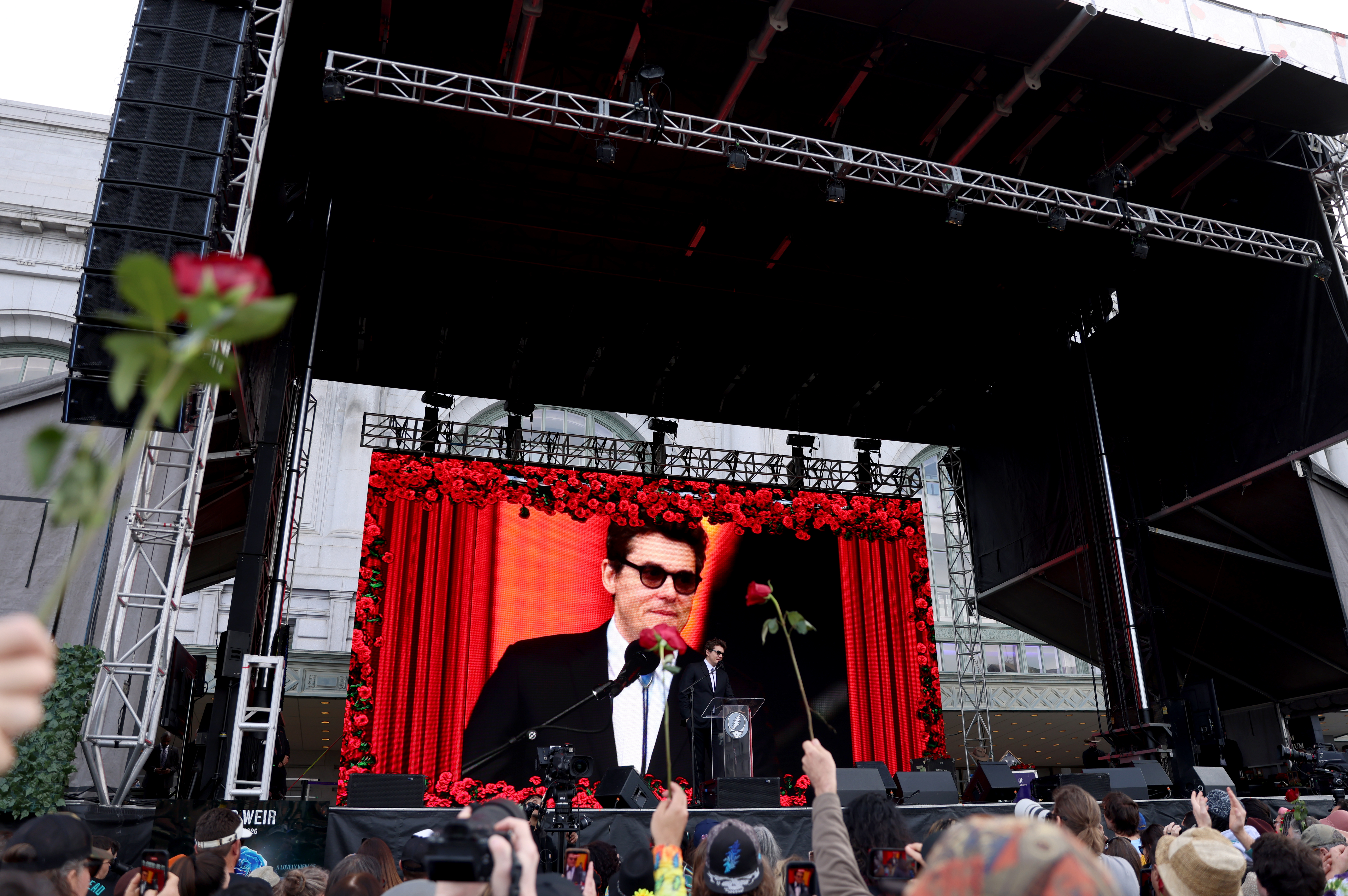 Dead & Company lead guitarist John Mayer speaks during the...