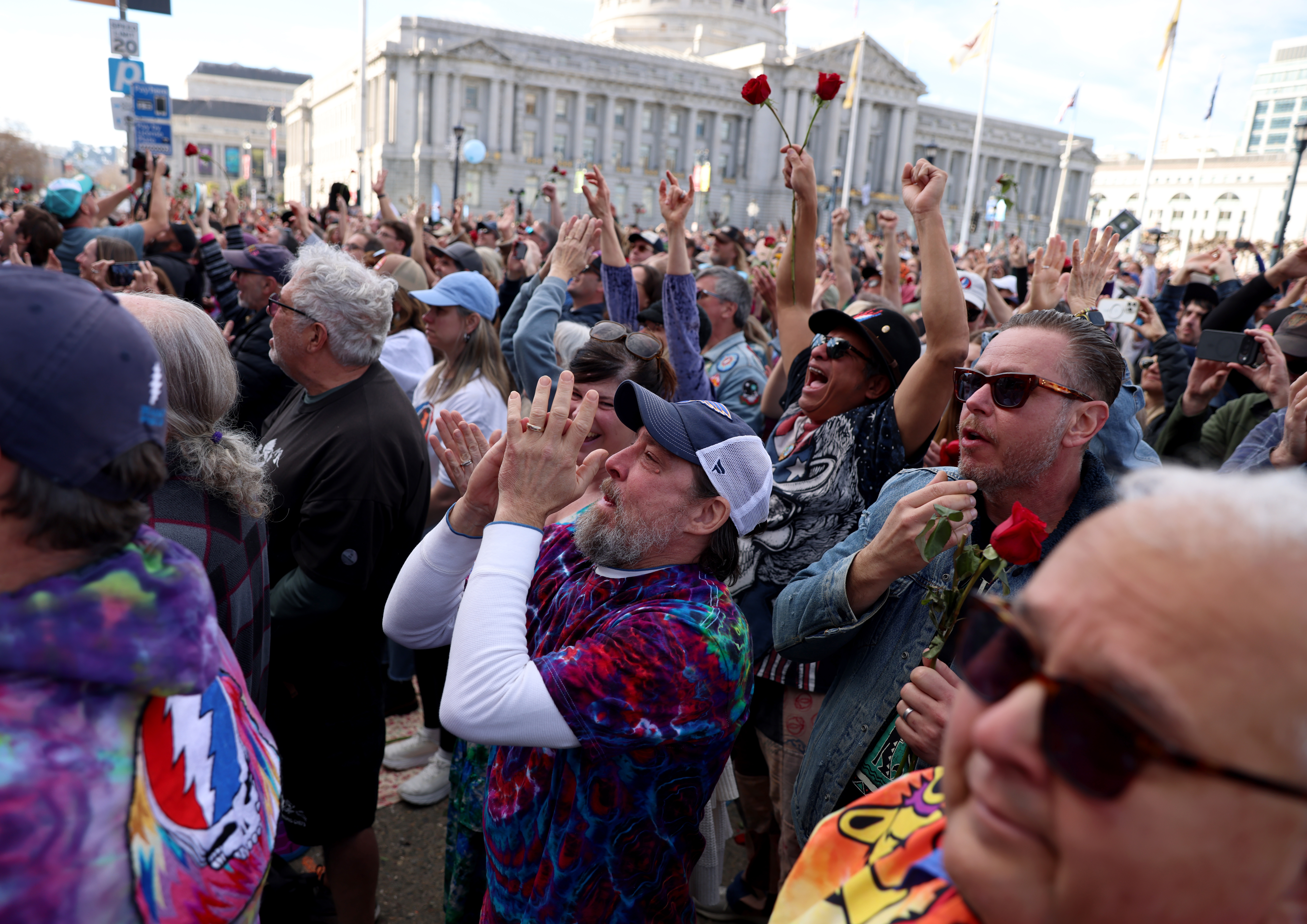 Grateful Dead fans attend the Bob Weir memorial at Civic...