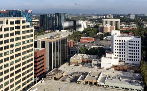 Downtown San Jose skyline looking north towards San Jose International Airport.7-29-2021 George Avalos / Bay Area News Group