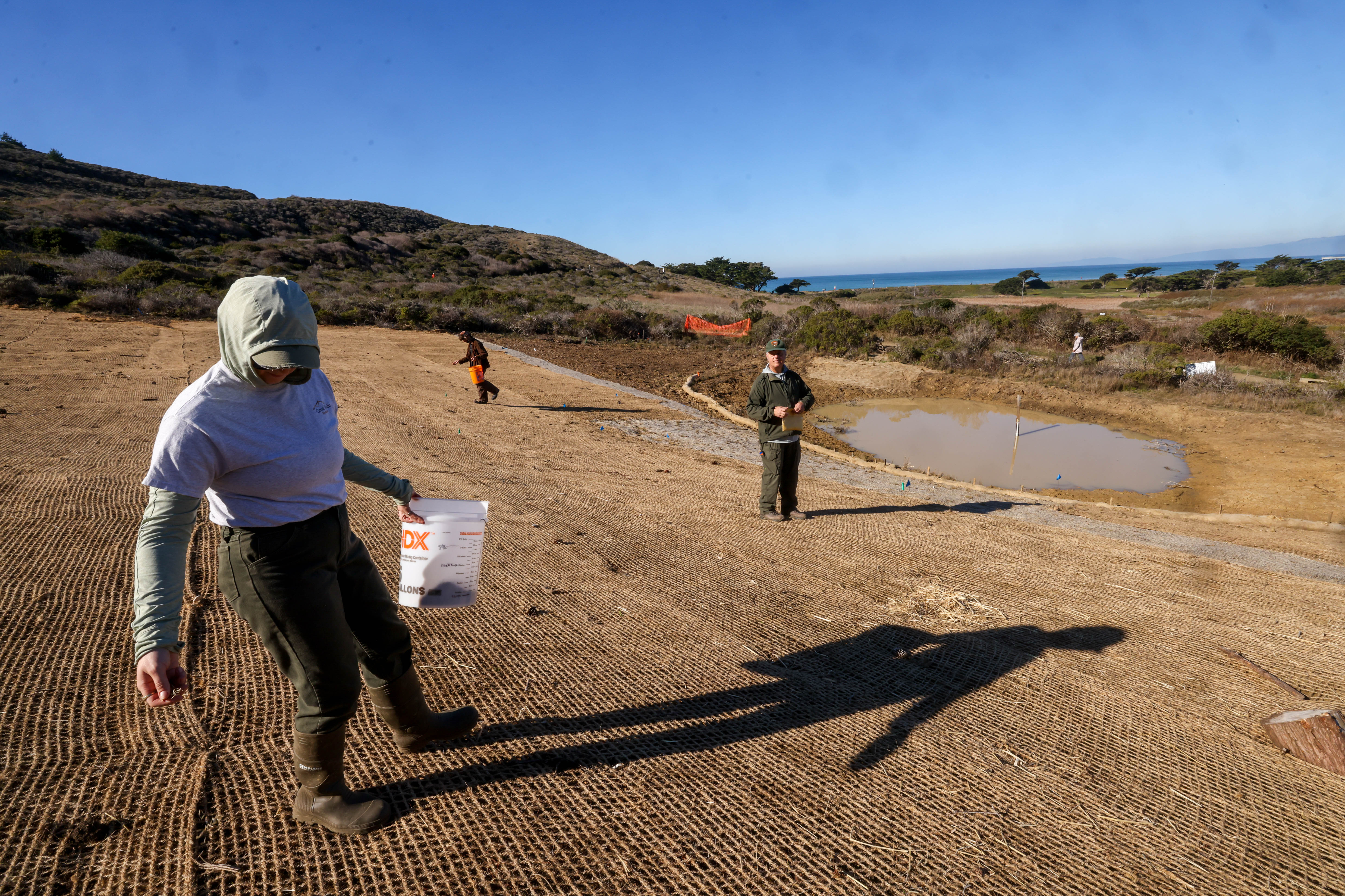 Golden Gate National Recreation Area grassland restoration coordinator Elena Wolff,...