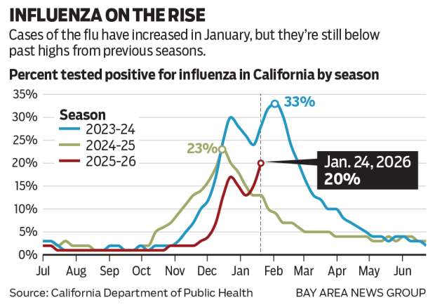 Flu cases in the past three seasons 