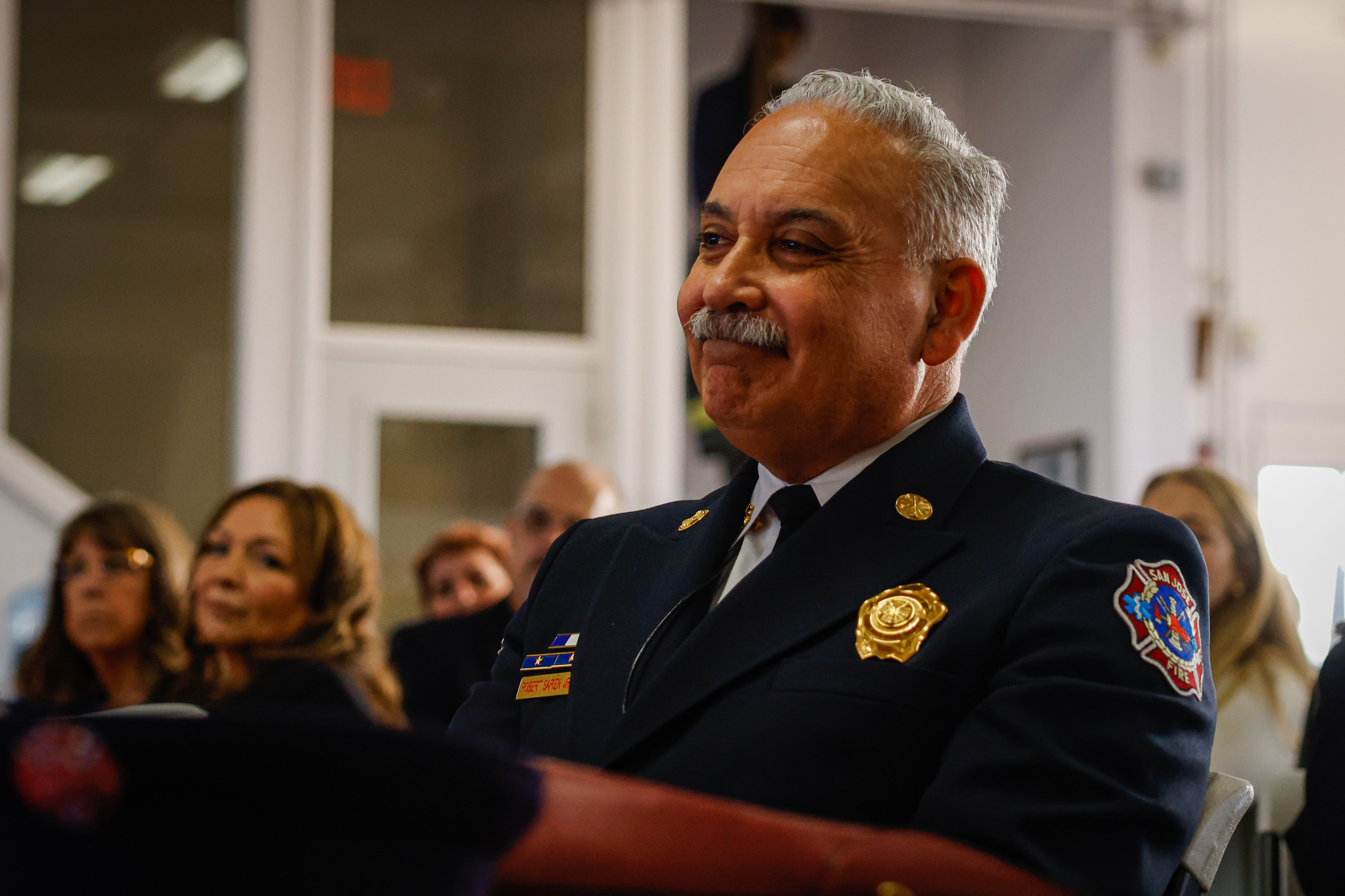 San Jose Fire Chief Chief Robert Sapien, Jr. attends a...