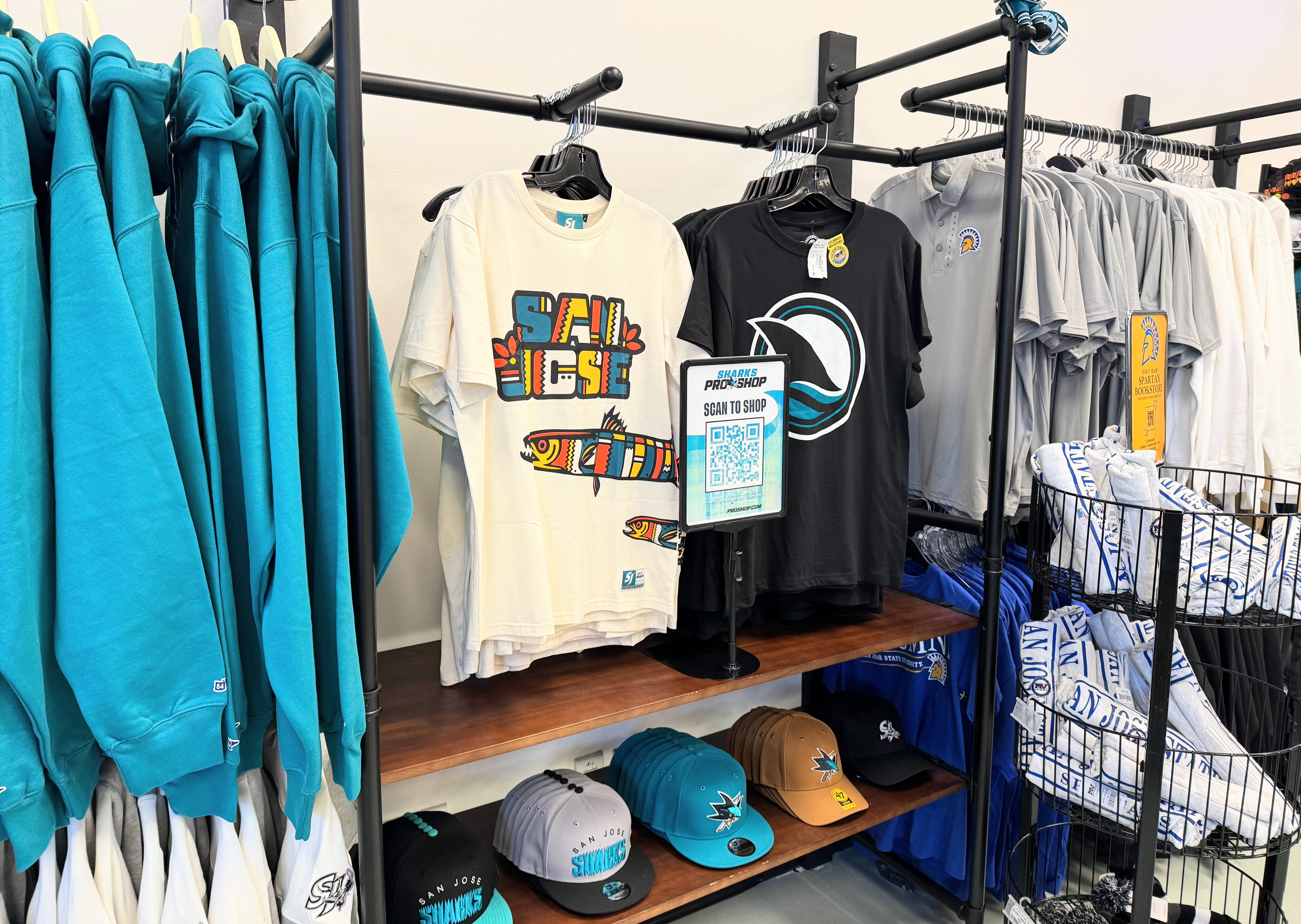 San Jose-branded apparel is for sale at the Locker Room,...