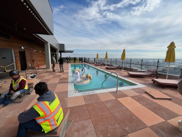 Rooftop pool at The Fay, a 23-story, 336-unit apartment tower at 10 East Reed Street in downtown San Jose.(George Avalos/Bay Area News Group)