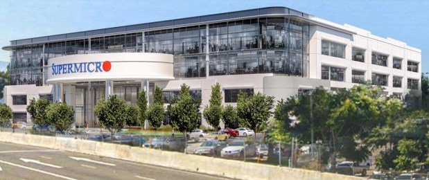 Manufacturing, office and warehouse building totaling 333,400 square feet containing Super Micro Computer operations located at 550 East Brokaw Road in San Jose, concept. (ARC TEC)