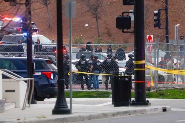 SJPD investigates an officer involved shooting related to an armed carjacking near downtown San Jose, Calif., on Wednesday, Jan. 21, 2026. (Shae Hammond/Bay Area News Group)