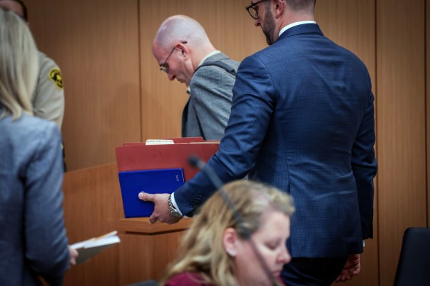 Former Poway City Councilman Tony Blain,R, leaves the court room after an arraignment hearing on Monday, January 12, 2026 at the Central Courthouse in Downtown San Diego. (Photo by Sandy Huffaker for The San Diego Union-Tribune)