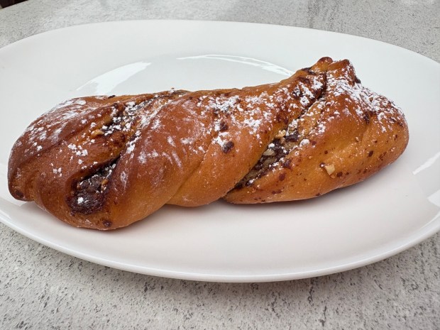 The chocolate hazelnut twist from Con Pane in Point Loma. (Abby Hamblin / The San Diego Union-Tribune)