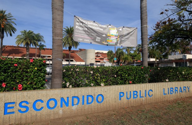 ESCONDIDO, CA - December 22, 2025: The Escondido Public Library, which is currently closed due to a renovation project on the building, in Escondido on Monday, December 22, 2025. (Hayne Palmour IV / For The San Diego Union-Tribune)