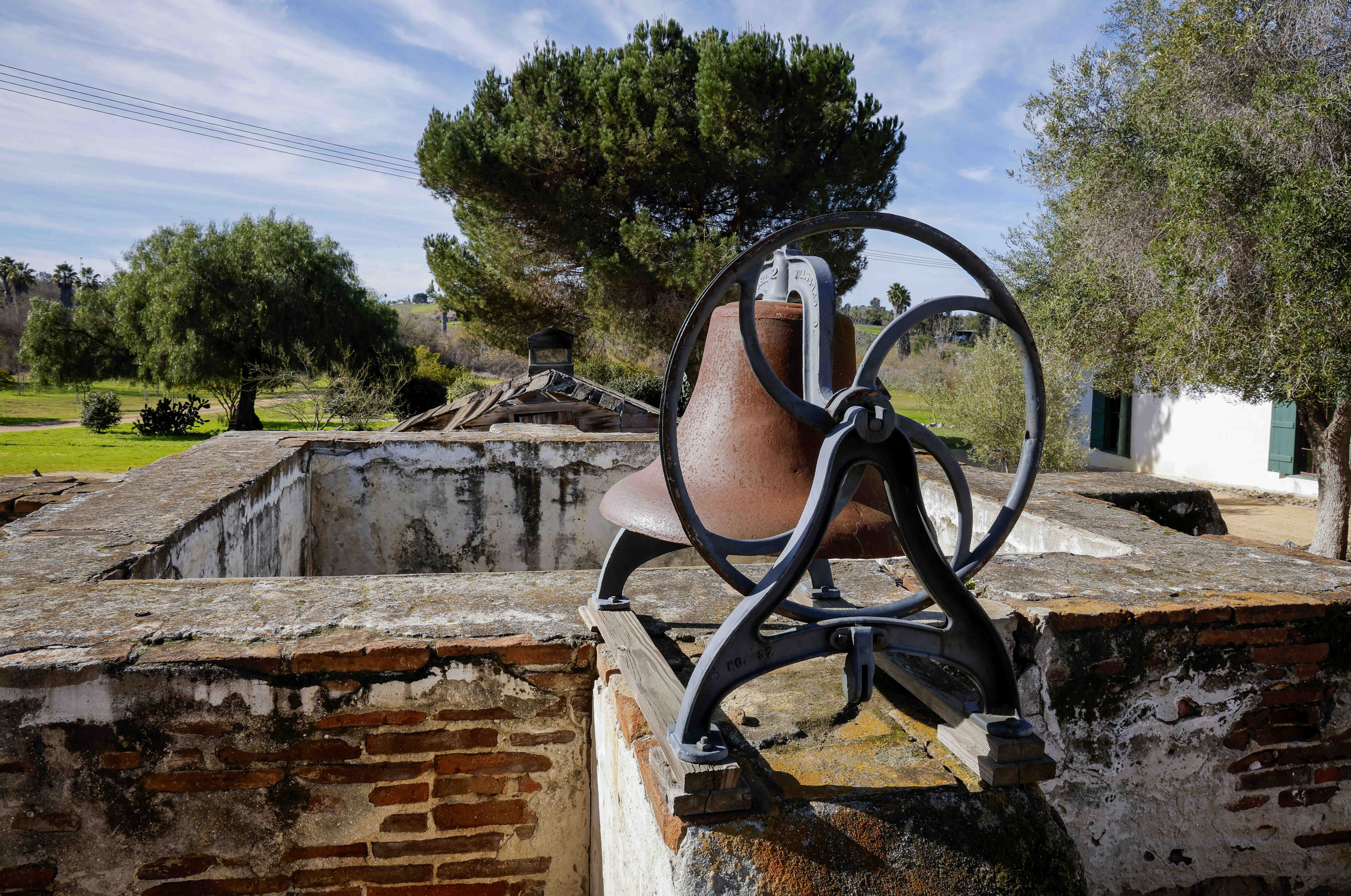 At Rancho Guajome Adobe County Park a bell for the...