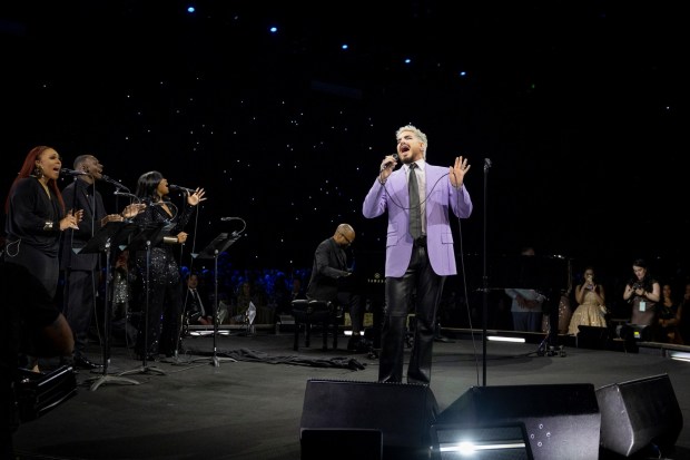 Former San Diego vocal dynamo Adam Lambert performed Friday at the 2026 MusiCares Person of the Year gala concert honoring Mariah Carey in Los Angeles. (Emma McIntyre/Getty Images for The Recording Academy)