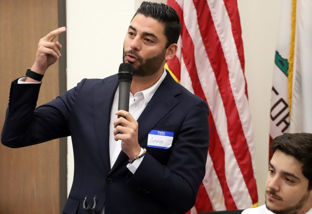 Riverside, Ca., December 20, 2025. CA-48 candidate Ammar Campa-Najar during the congressional candidates for the CA-48 open forum with community members at the I.B.E.W.L.U. #47. (James Carbone/For The San Diego Union-Tribune)