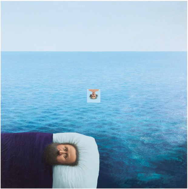 "Memento for an Exile" ("Recordatorio para un exilado"), a 1989 painting by Alfredo Castañeda is part of an exhibition at the San Diego Museum of Art titled "Alfredo Castañeda: Beyond Surrealism." (Germán Romero Martínez / Alex Michajlowski)