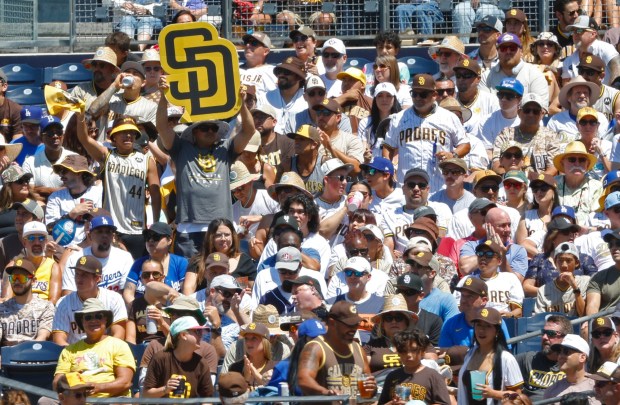 Fans look on as the San Diego Padres play the Los Angeles Dodgers at Petco Park on Aug. 24, 2025 in San Diego, California. (K.C. Alfred / The San Diego Union-Tribune)