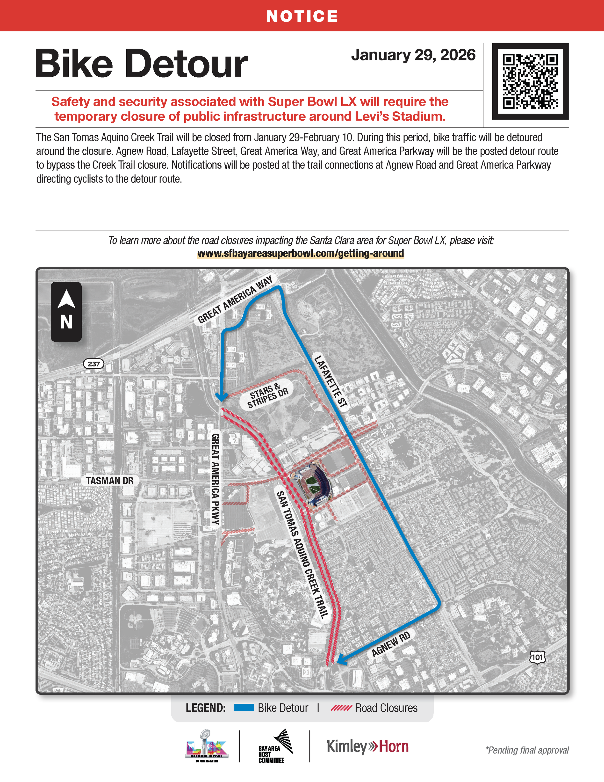 Super Bowl bike detour in Santa Clara