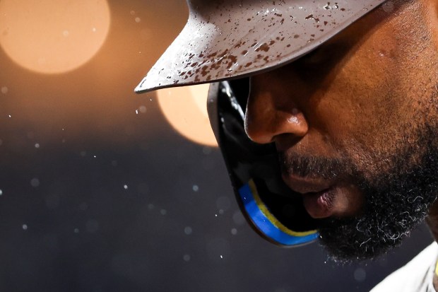 San Diego Padres Jason Heyward walks back to the dugout after the Padres loss against the Seattle Mariners at Petco Park on Saturday, May 17, 2025 in San Diego, CA. (Meg McLaughlin / The San Diego Union-Tribune)