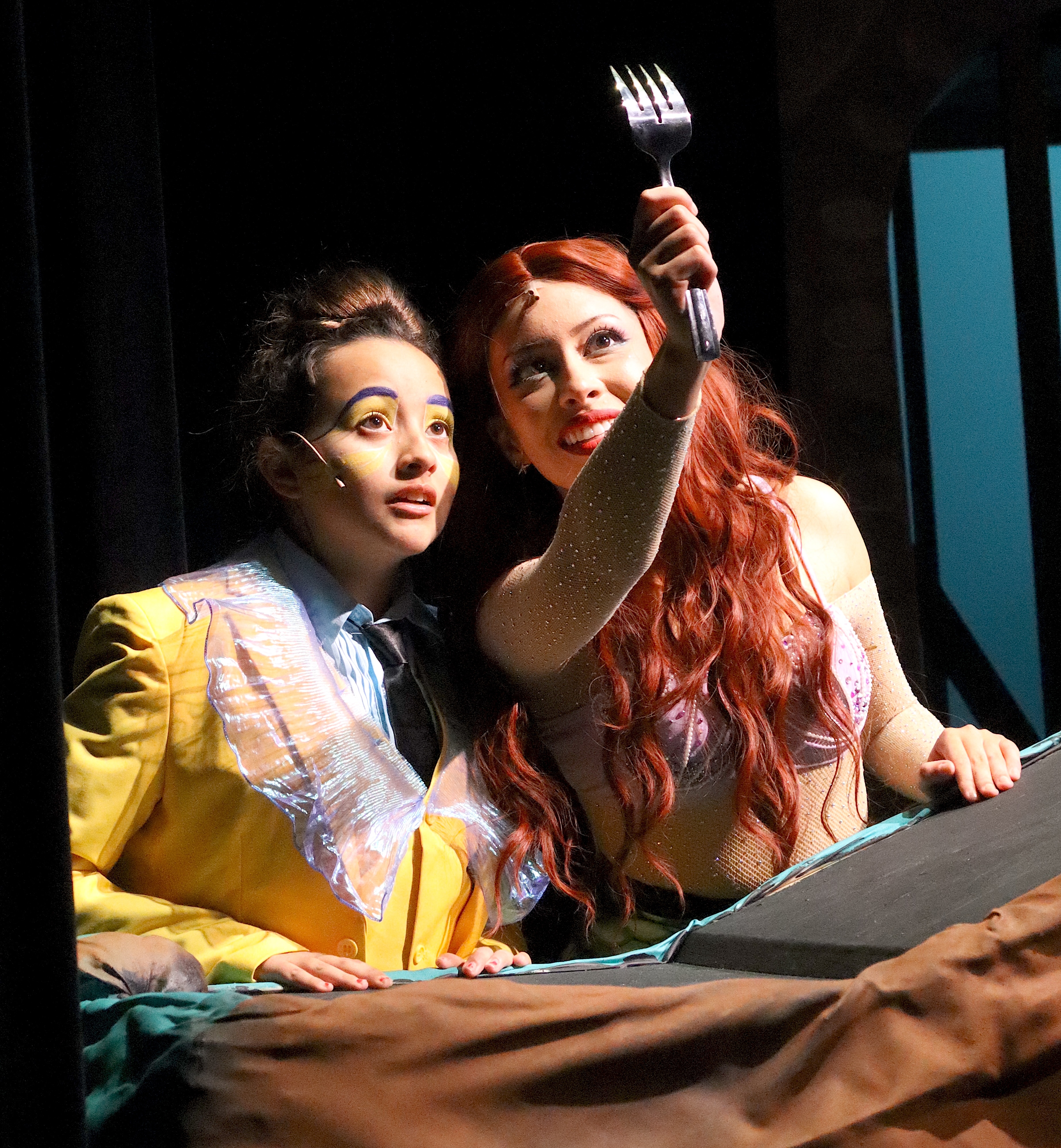 Scarlett Urzua and Arianna Hernandez as Flounder and Ariel in...