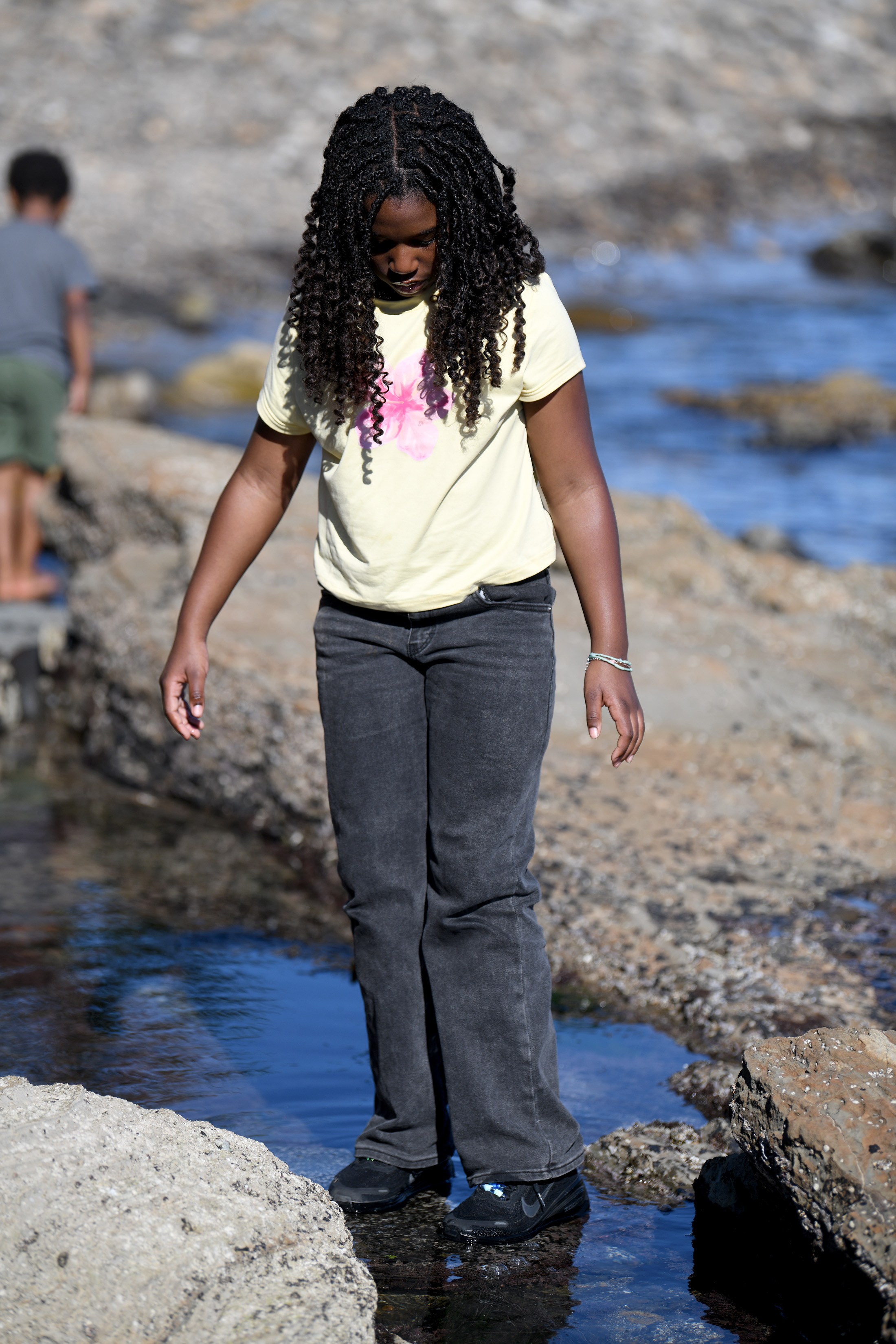Peyton Hampton, 11, enjoys the tide-pools during a Cabrillo Beach...