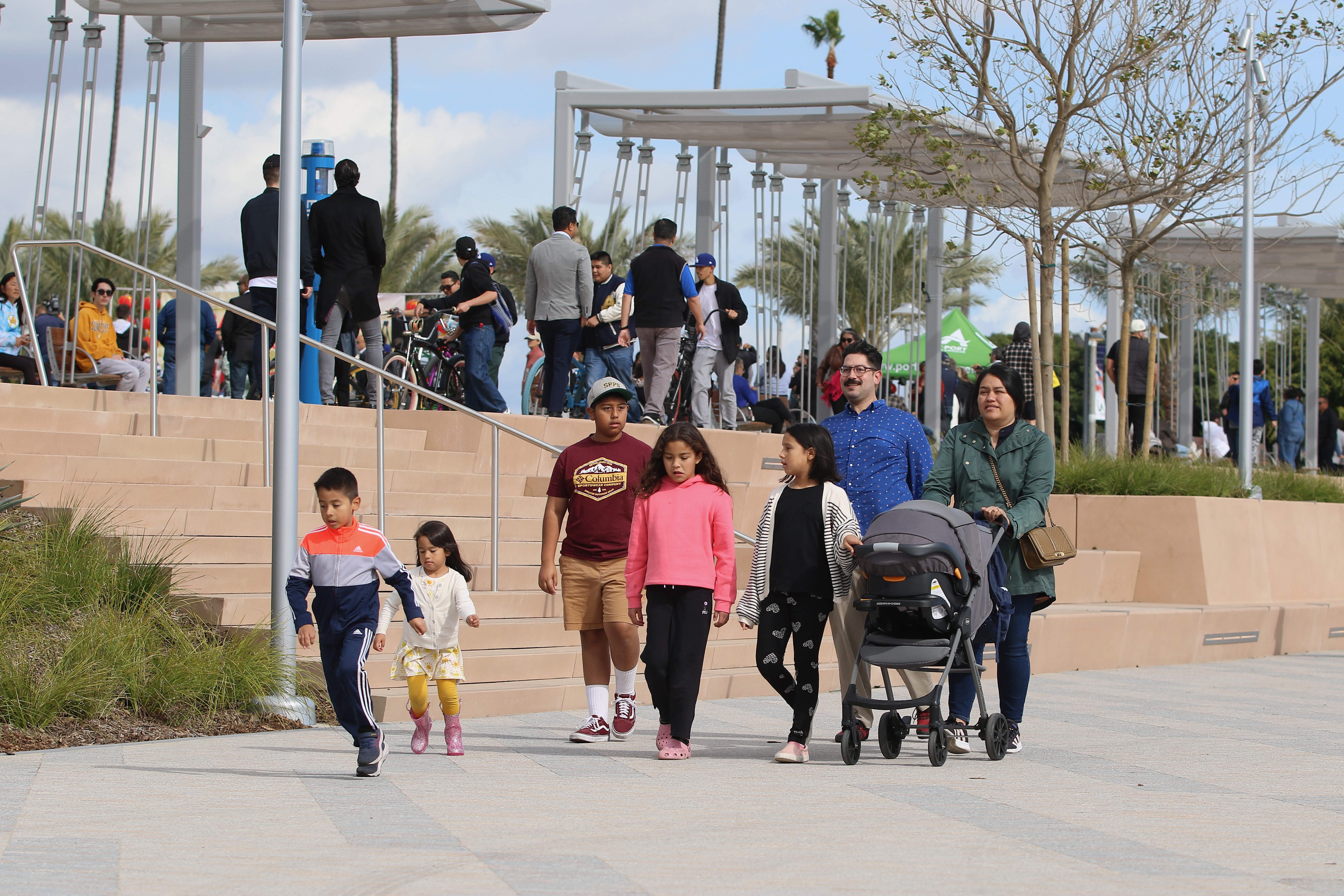 Visitors check out the newly completed Wilmington Waterfront Promenade on...