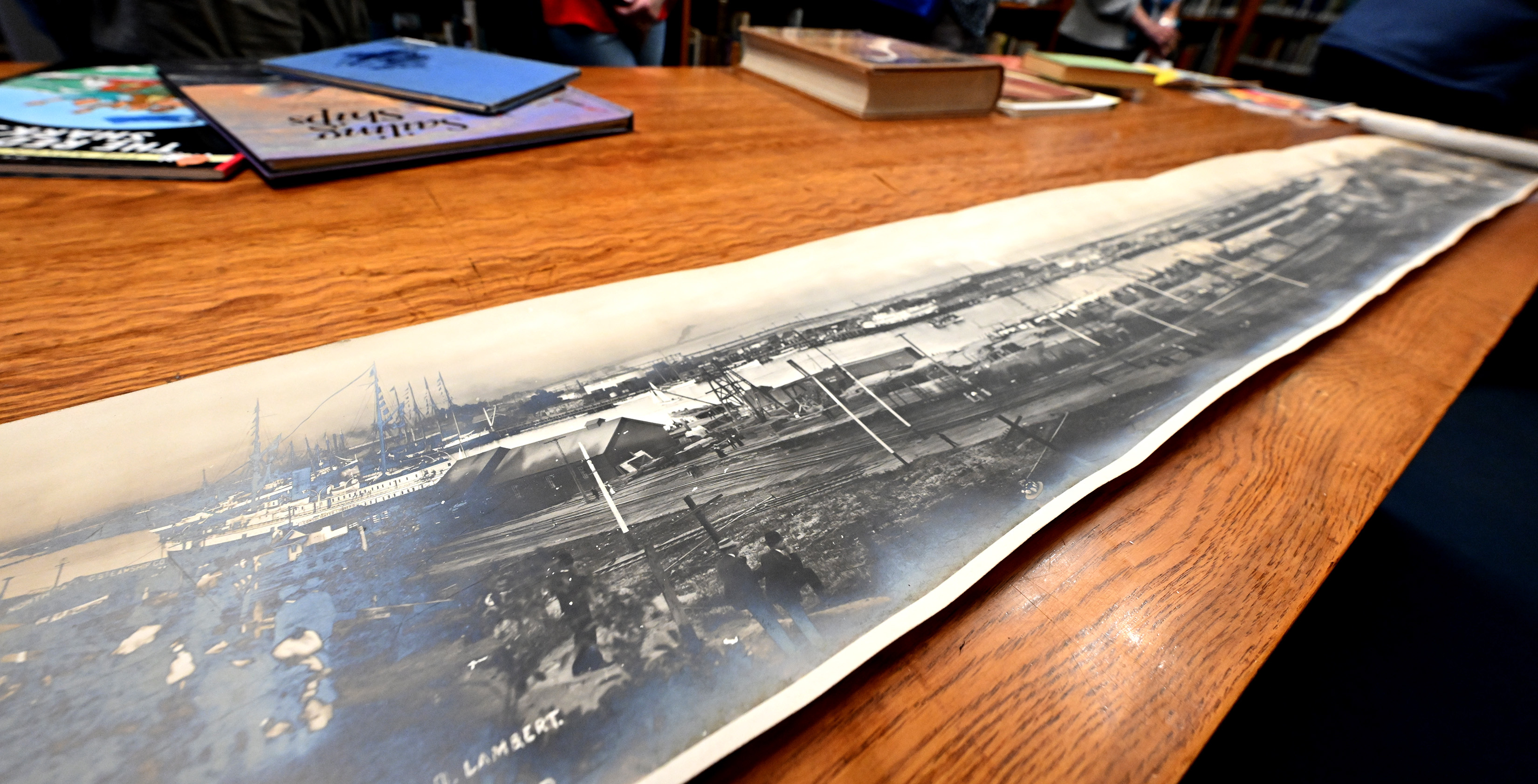 A 1908 vintage panoramic photograph of San Pedro harbor by...
