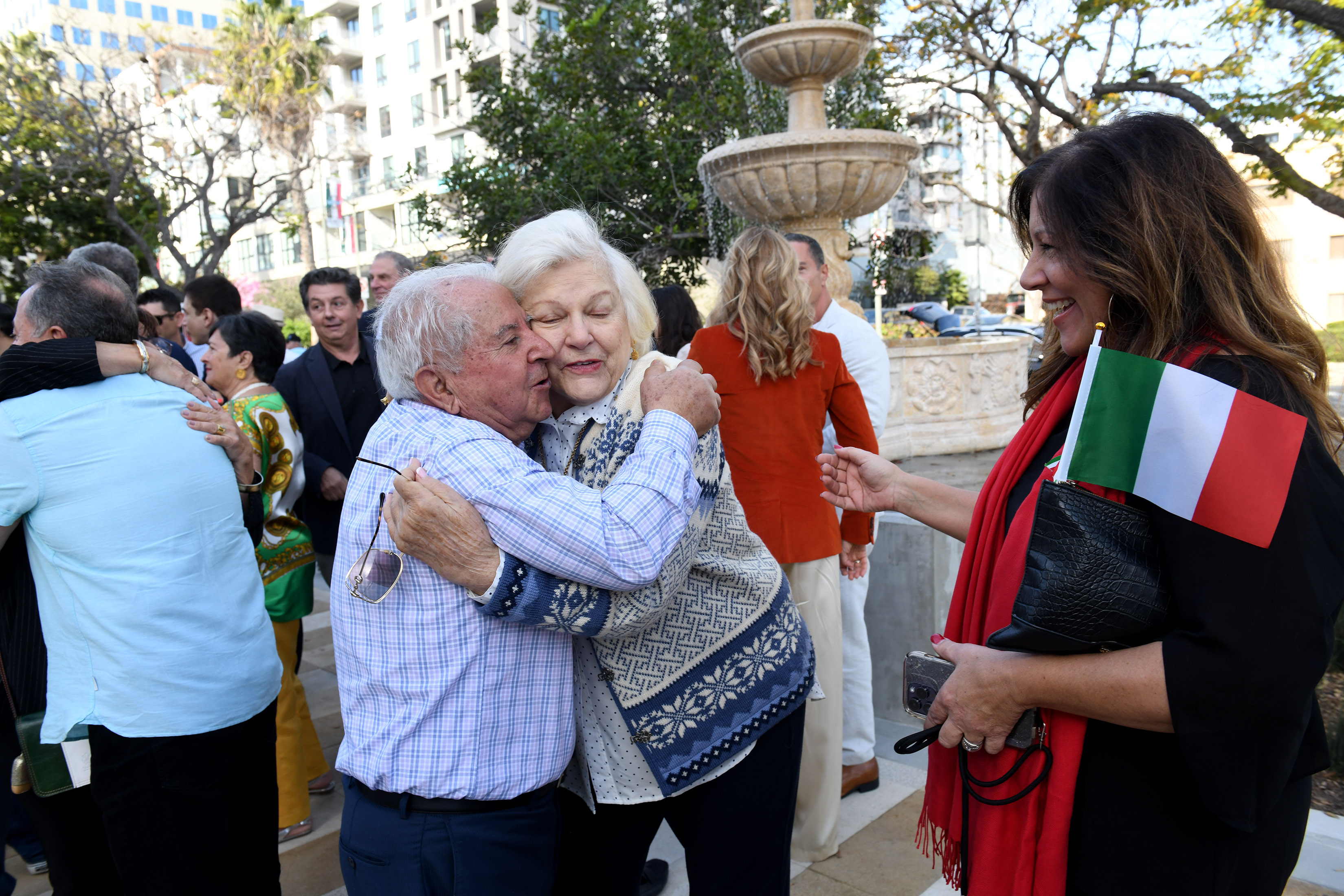 Donor Marissa Antonini receives a heart-felt hug after a ribbon-cutting...