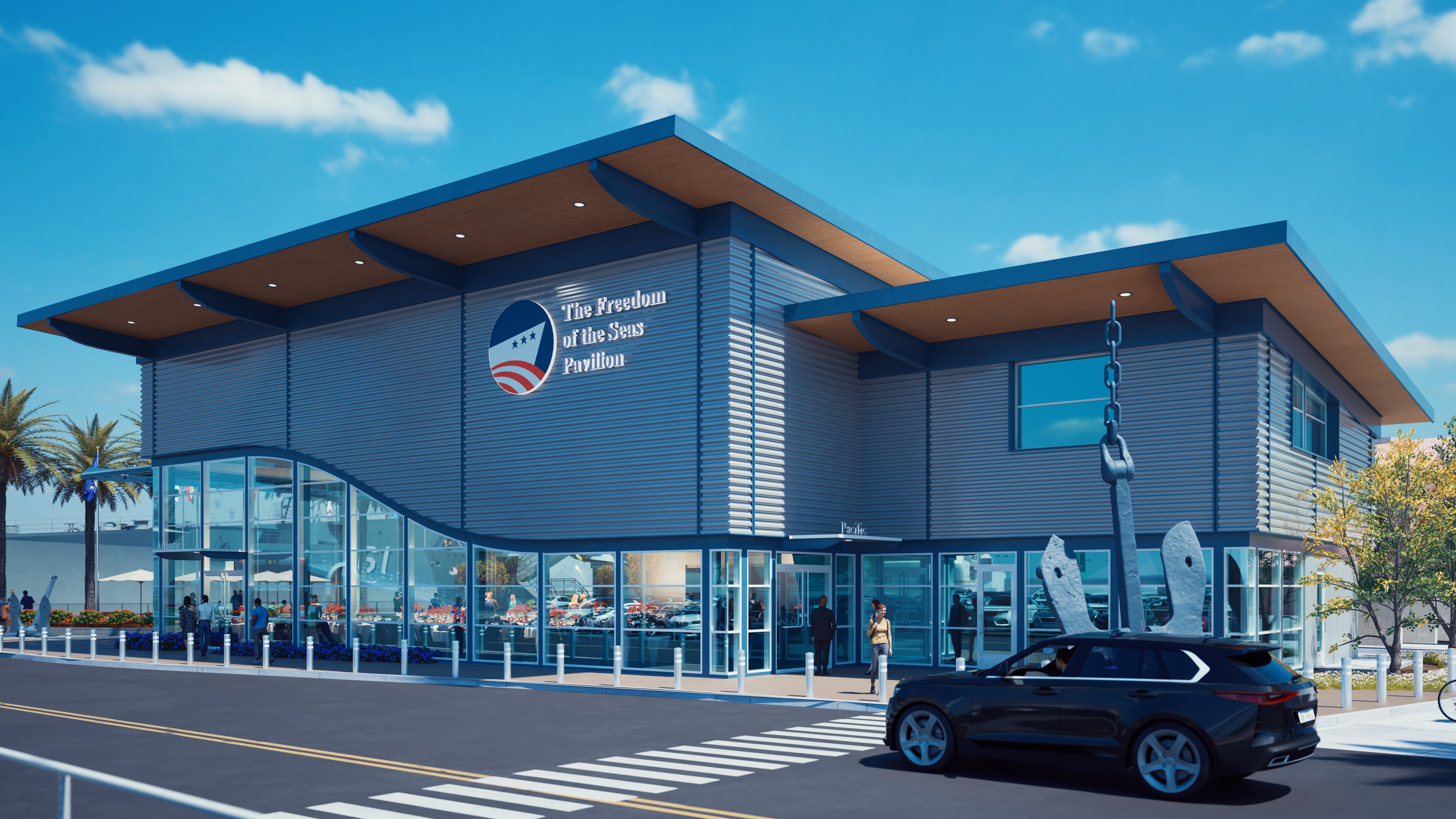 The proposed visitor center adjacent to Battleship Iowa in San...